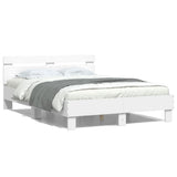 Bed Frame White Engineered Wood Double Modern Bed Frame 3207427