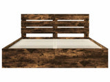 Bed Frame Smoked Oak 150 x 200 cm Solid Pine Wood 3411732