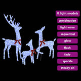 Reindeer Family 3 pcs Cold white 68 x 26 x 127 cm Fabric 42019053