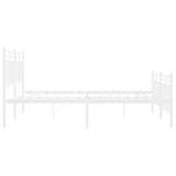 Metal Bed Frame without Mattress with Footboard White 135x190cm 373757