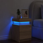 ZNTS Bedside Cabinet with LED Lights Sonoma Oak 35x39x55 cm 836753