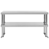 ZNTS Kitchen Work Table with Overshelf 120x60x150 cm Stainless Steel 3054471