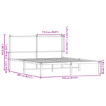 Metal Bed Frame without Mattress Sonoma Oak 150x200 cm King Size 4007718
