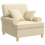 XL Armchair with Cushions Cream Fabric 42043490
