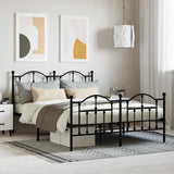 Metal Bed Frame without Mattress with Footboard Black 140x190cm 353457
