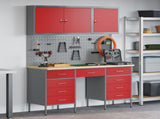 Work Cabinet with Drawer 8 pcs Red Engineered Wood and Steel 3321459