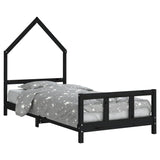 Kids Bed Frame Black 90x190 cm Solid Wood Pine 834563