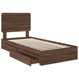 Storage Bed with Drawer Brown Oak 100 x 200 cm Engineered Wood 3412720