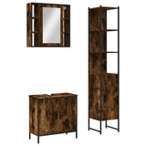 3 Piece Bathroom Cabinet Set Smoked Oak Engineered Wood 3214742