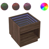 Coffee Table with Infinity LED Brown Oak 50x50x50 cm 847657