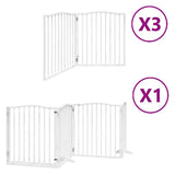 Dog Gate with Door Foldable 10 Panels White 800 cm Poplar Wood 3155623