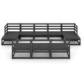 10 Piece Garden Lounge Set Solid Wood Pine 3076098