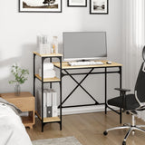 Desk with Shelves Sonoma Oak 105x50x90 cm Engineered Wood&Iron 826715