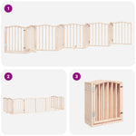 Dog Gate with Door Foldable 9 Panels 450 cm Poplar Wood 3155585