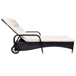 Sun Lounger with Wheels Poly Rattan Black 42482