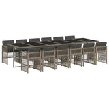 13 Piece Garden Dining Set with Cushions Grey Poly Rattan 3210944