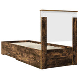 Bed Frame Smoked Oak and Silver 70 x 190 cm Engineered Wood 3411372