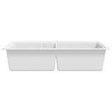 Overmount Kitchen Sink Double Basin Granite White 141677