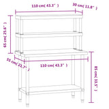 Kitchen Work Table with Overshelf 110x55x150 cm Stainless Steel 3208903