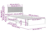 Bed Frame with Storage and Headboard White 75 x 190 cm 3414347