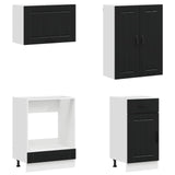 Kitchen Unit LUCCA 8 pcs Black Engineered Wood 3438144