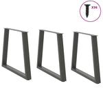 ZNTS Dining Table Legs V-Shape 3 pcs Anthracite 70x cm Steel 4012586