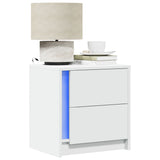 ZNTS Bedside Cabinets with LED Lights 2 pcs White Engineered Wood 852048