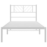 Metal Bed Frame without Mattress with Headboard White 100x200cm 372223