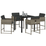 Garden Dining Set with Cushion 5 pcs Grey Poly Rattan 3380012