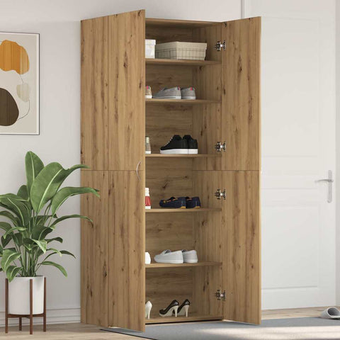 Shoe Cabinet with Door Brown 80 x 35.5 x 180 cm Engineered wood 3333844