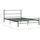 Bed Frame Grey Metal Double Durable Bed Frame Rectangular 286495