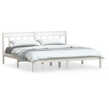3100610 Bed Frame without Mattress White Solid Wood 200x200 cm