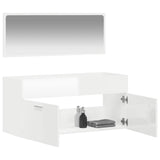Bathroom Cabinet with Mirror High Gloss White Engineered Wood 833888