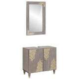 Bathroom Cabinet Set Wall-mounted 2 pcs Grey Solid Mango Wood 3310153