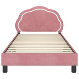Children's Bed Frame with Headboard Pink 90 x 200 cm Velvet 42010925