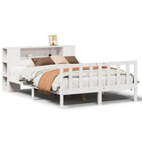Bookcase Bed without Mattress White 135x190 cm Double Solid Wood Pine 3321652