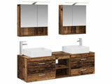 Bathroom Furniture Set 5 pcs Old Wood Engineered Wood and Glass 3406765