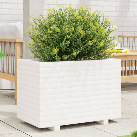 ZNTS Garden Planter White 70x40x49.5 cm Solid Wood Pine 847369