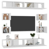 8 Piece TV Cabinet Set White Engineered Wood 3078649