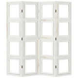Room Divider 4 Panels White Solid Wood Paulownia 358689