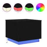 Coffee Table with LED Lights Black Oak 50x50x40 cm 862259