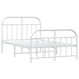 Bed Frame White Powder-Coated Steel Double Bed Frame 353700