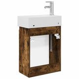 Bathroom Vanity Unit with Tap Smoked Oak 45.5 x 22.5 x 84 cm 889466