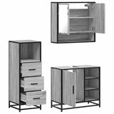 ZNTS 3 Piece Bathroom Furniture Set Grey Sonoma Engineered Wood 3301058