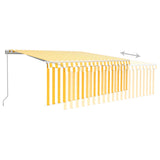Manual Retractable Awning with Blind 4x3m Yellow&White 3069298