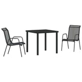 Garden Dining Set 3 pcs Black Powder-Coated Steel 3379135