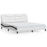Bed Frame with LED without Mattress "Hvar" White and Black 180x200 cm 3213954