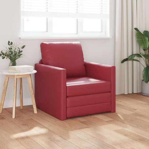 Floor Sofa Bed Wine red 74 x 77 x 81 cm Faux leather 4106633