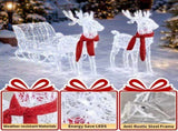 Two Reindeer Pulling Sleigh Lighted Christmas Decor 2.4ft, 240 White LED PVC Dcor, UK Plug 31V 3.6W 51476174