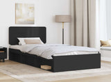 Bed Frame with Headboard Black 90 x 190 cm Solid Pine Wood 3412543
